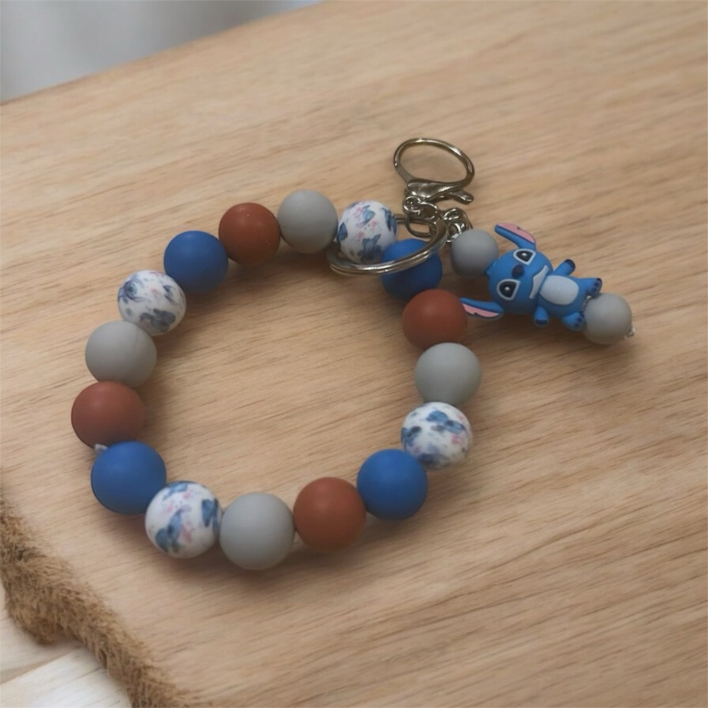 Stitch theme Wristlet Beaded Key Chain